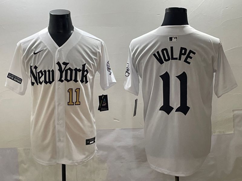 Men 2025 New York Yankees #11 Volpe White Five generations Joint Name Nike MLB Jersey style 36->kansas city royals->MLB Jersey